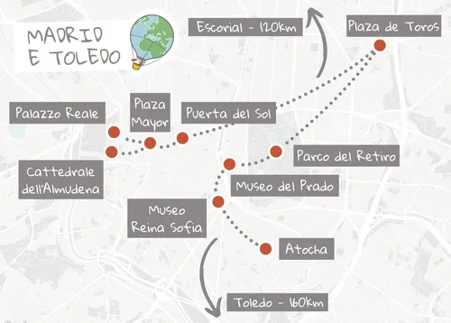 mappa itinerario Madrid e Toledo